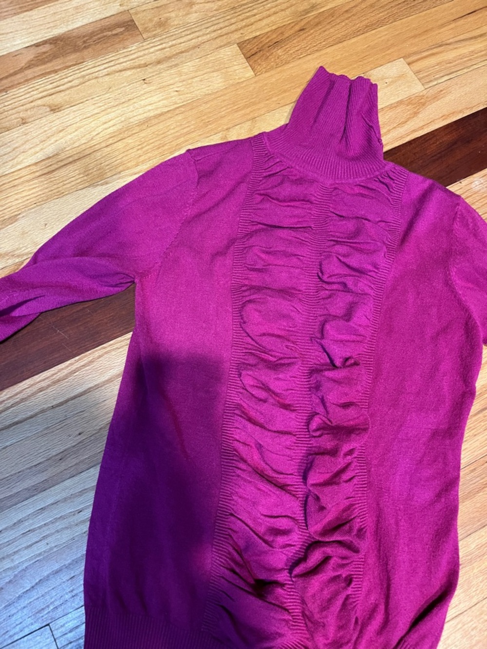 Cache Magenta Ruffle-Front Turtleneck Sweater - Picture 2 of 3